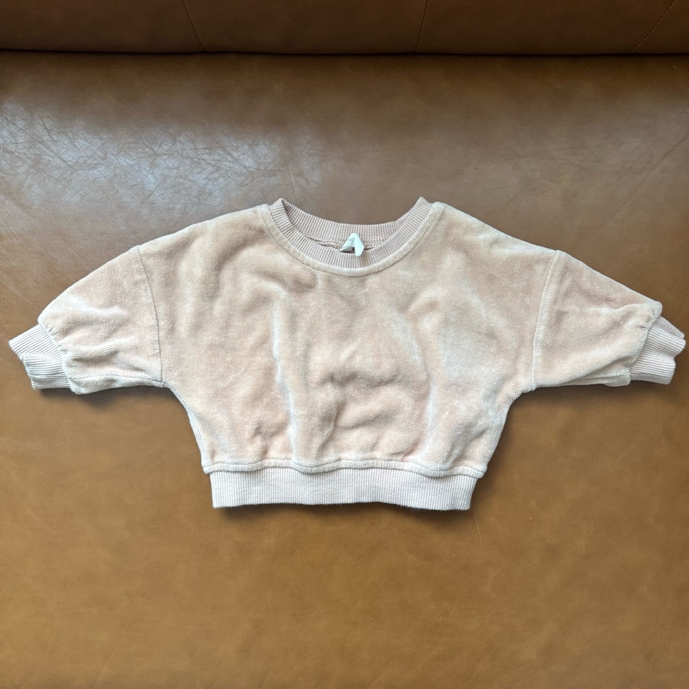 Quincy Mae Tan Velour Sweatshirt